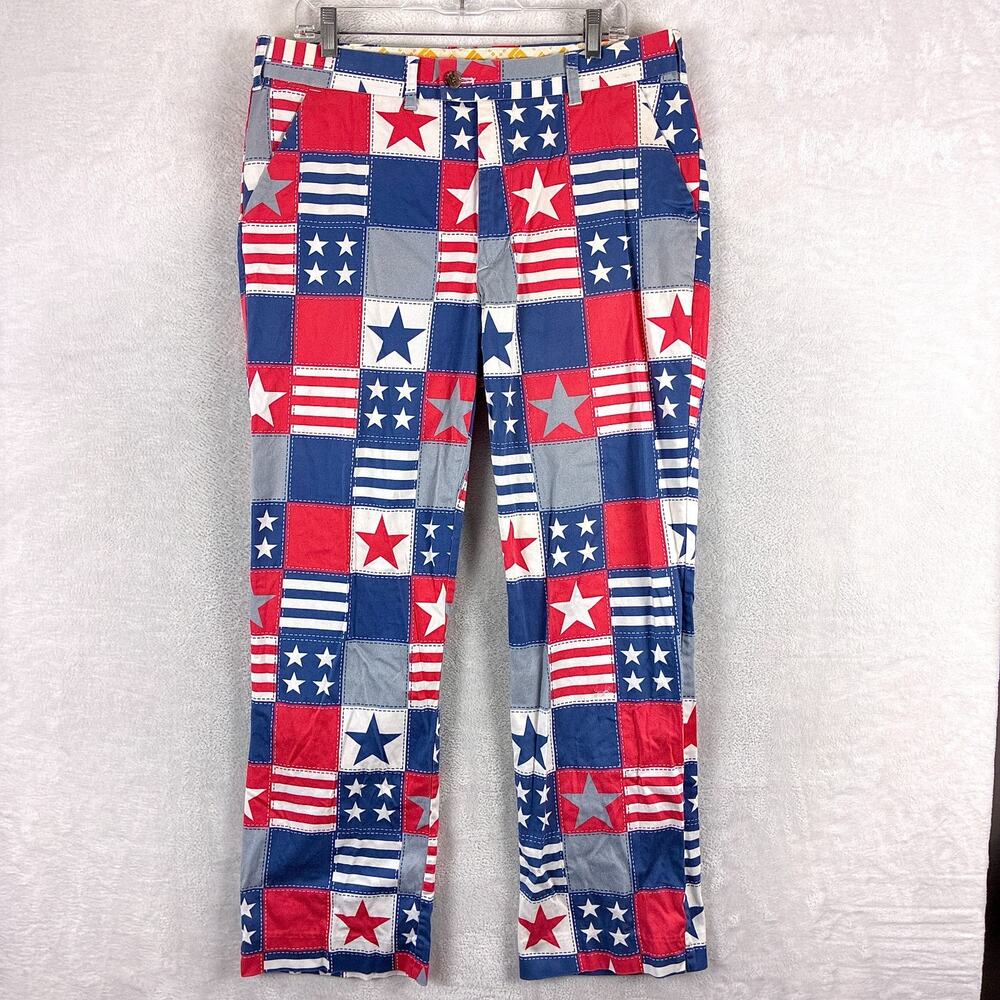 Loudmouth Pants Mens 34x31 Red White Blue Stars Patriotic USA Golf John Daly